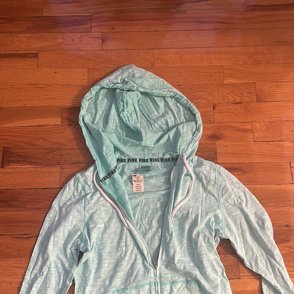 Victoria’s Secret Pink Teal/Seafoam Green Full Zip Sweatshirt (NWT) - Picture 2 of 4
